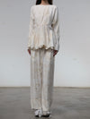 Mutedance 25 Autumn and Winter Elastic Waist Drawstring Loose Casual Pants Flower Dye MD-MD25FW77-nude